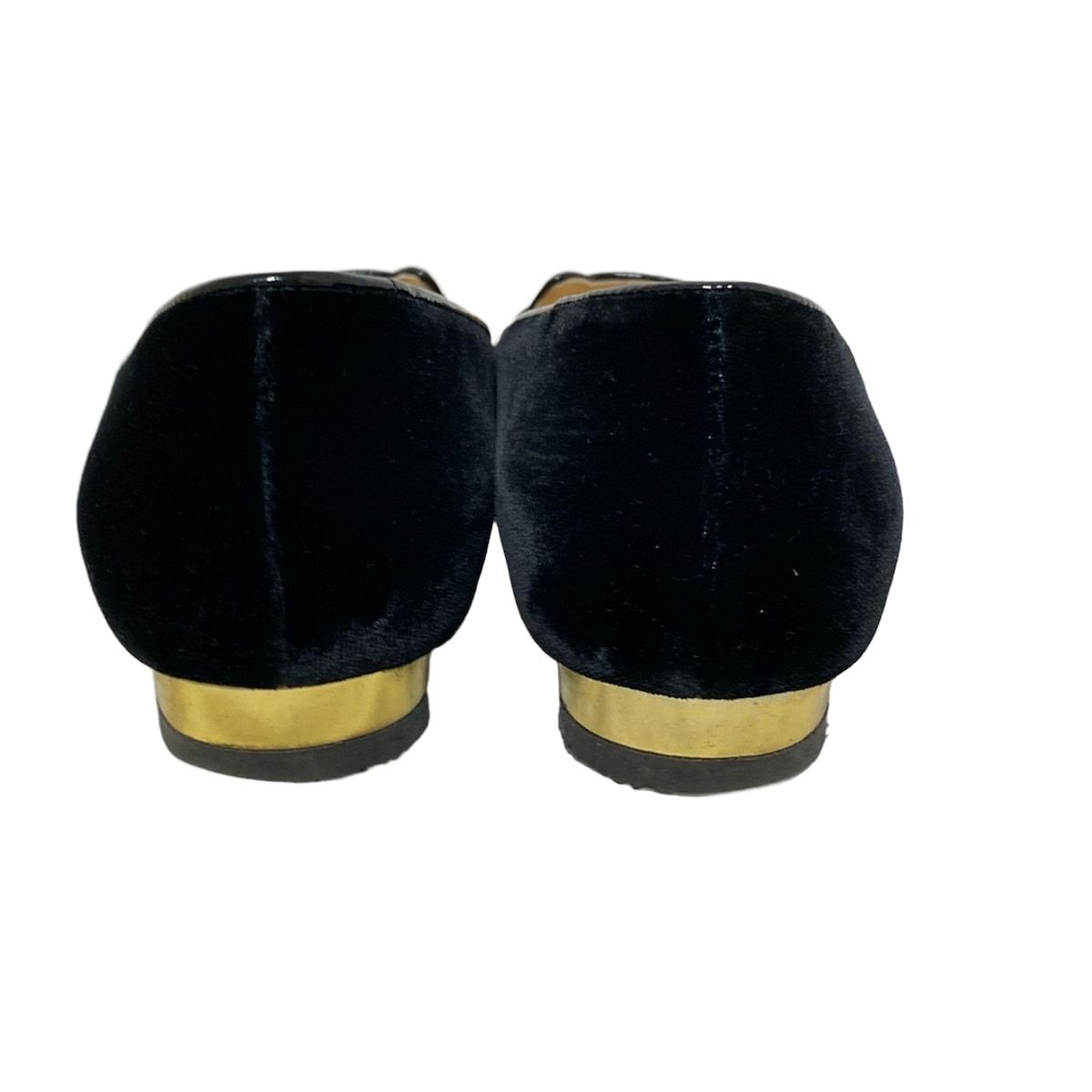 Charlotte Olympia シャーロットオリンピア フラットシューズ 35 1|2 レディース Kitty Flats 黒×ゴールド ネコ|アウトソール張替済 KIN-KAAI_COM