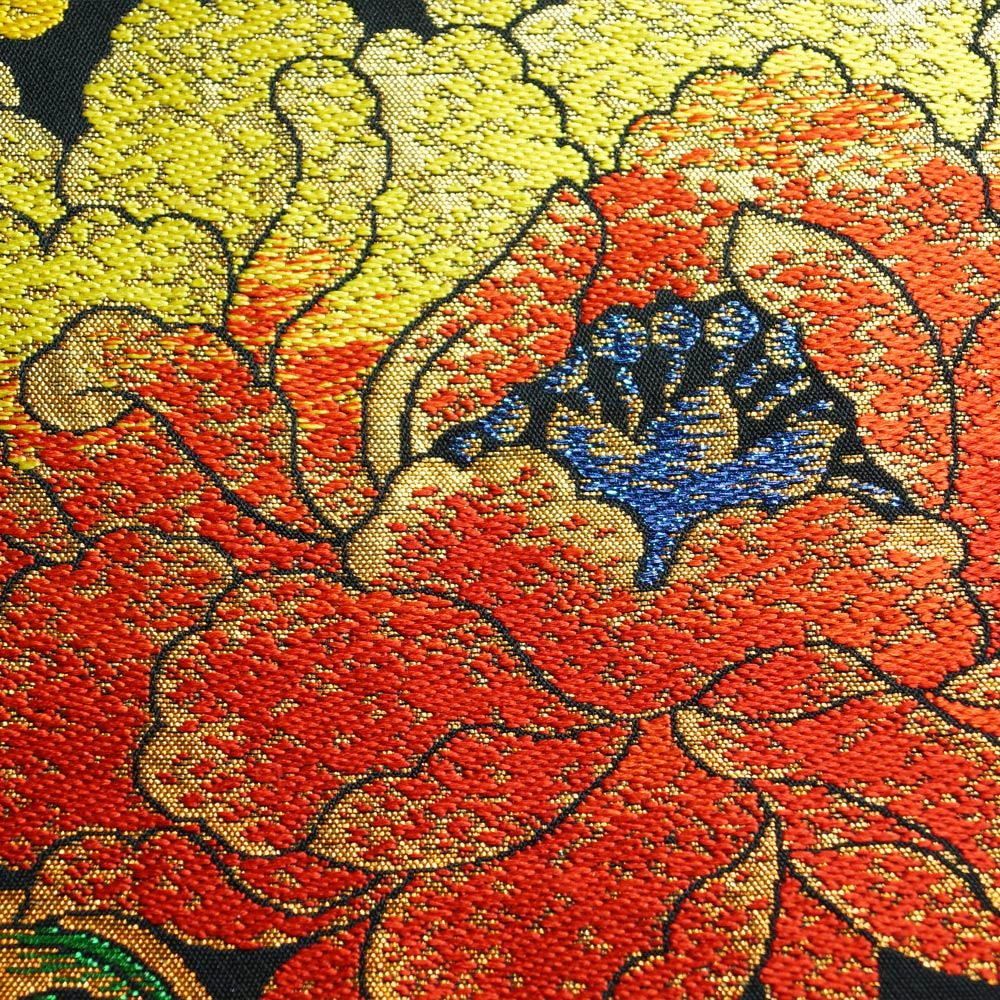 袋帯 西陣 藤織謹製 印金大牡丹 黒色 六通柄 金糸 【中古】【藤織 西陣織 帯 リサイクル着物 正絹 袋帯 フォーマル 袋帯 お茶 リサイクル 袋帯 訪問着 礼装用 色無地 帯 着物 結婚式 着物 帯 和服 きもの天陽】