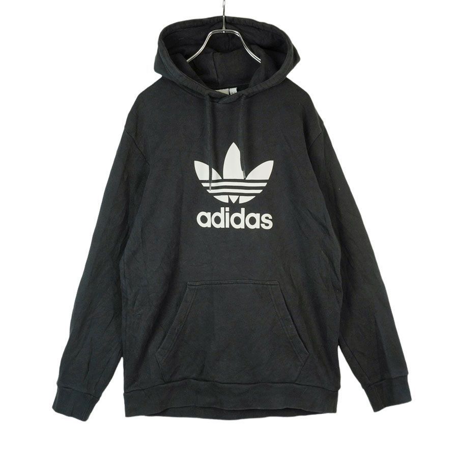 アディダスAdidasデカロゴパーカーフーディトレフォイル黒ブラックヴィンテージ31223