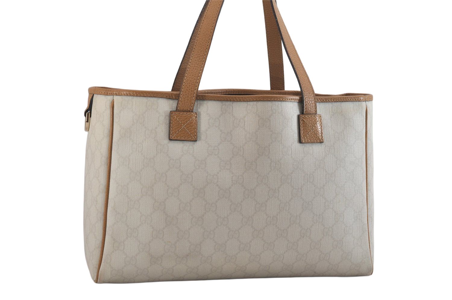 GUCCI グッチ ヴィンテージ ショルダートートバッグ GGピーブイシー レザー 264216 ホワイト 6296M