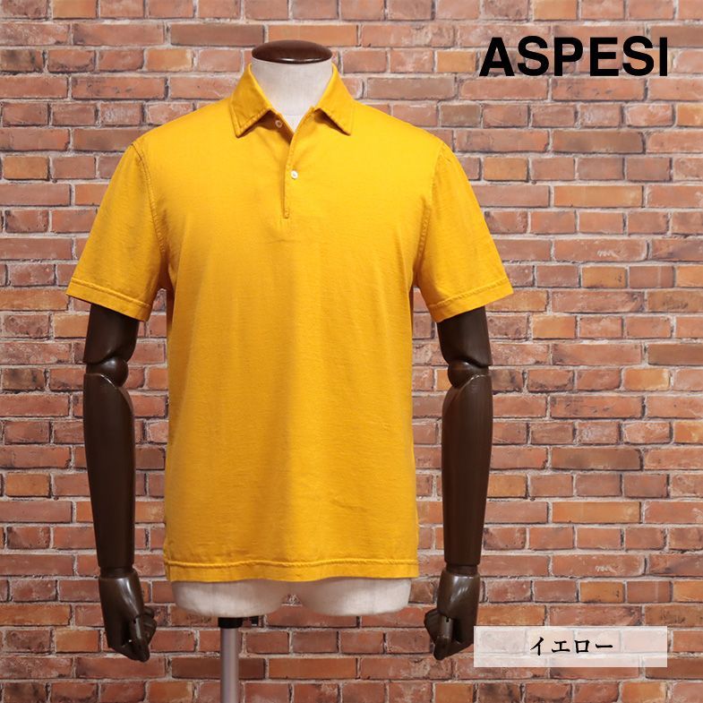 春夏/ASPESI/Lサイズ/イタリー製ポロシャツ AY15 なめらかジャージー 無地 ベーシック ゴルフ 半袖 新品/黄色/イエロー/if147/