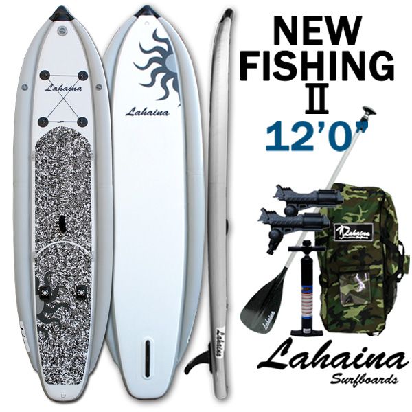 リーシュ付属 SUP サップ インフレータブルパドルボード ラハイナフィッシング / LAHAINA NEW FISHING2 12'0 釣り用SUP ホワイト/グレー スタンドアップパドルボード アウトドア 遊び