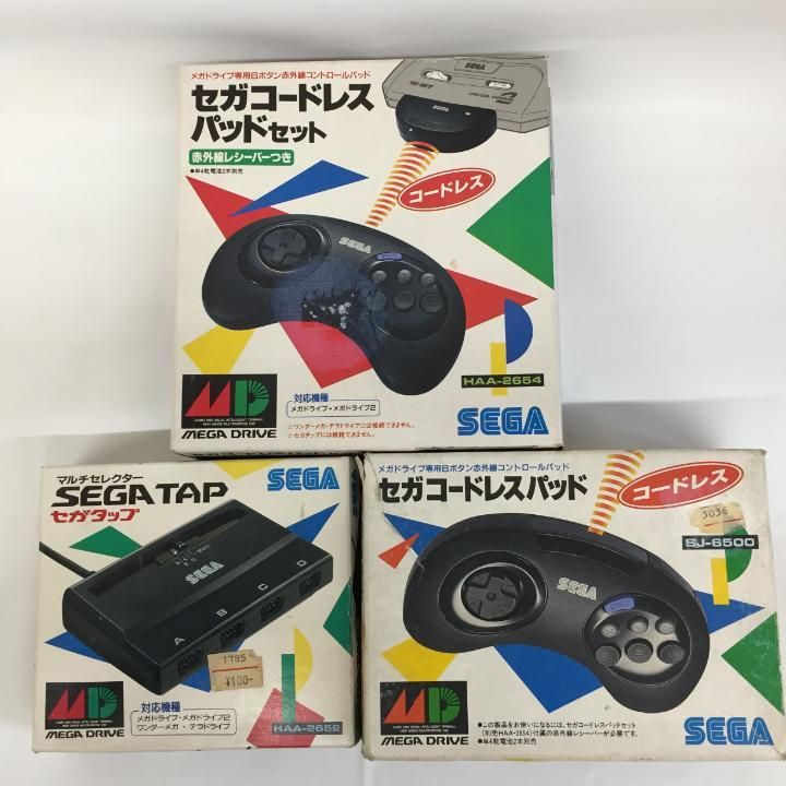 東店24-1223-2505 セガ コードレス パッド セット コントローラー 2個 ＋ マルチセレクター メガドライブ 動作 済み
