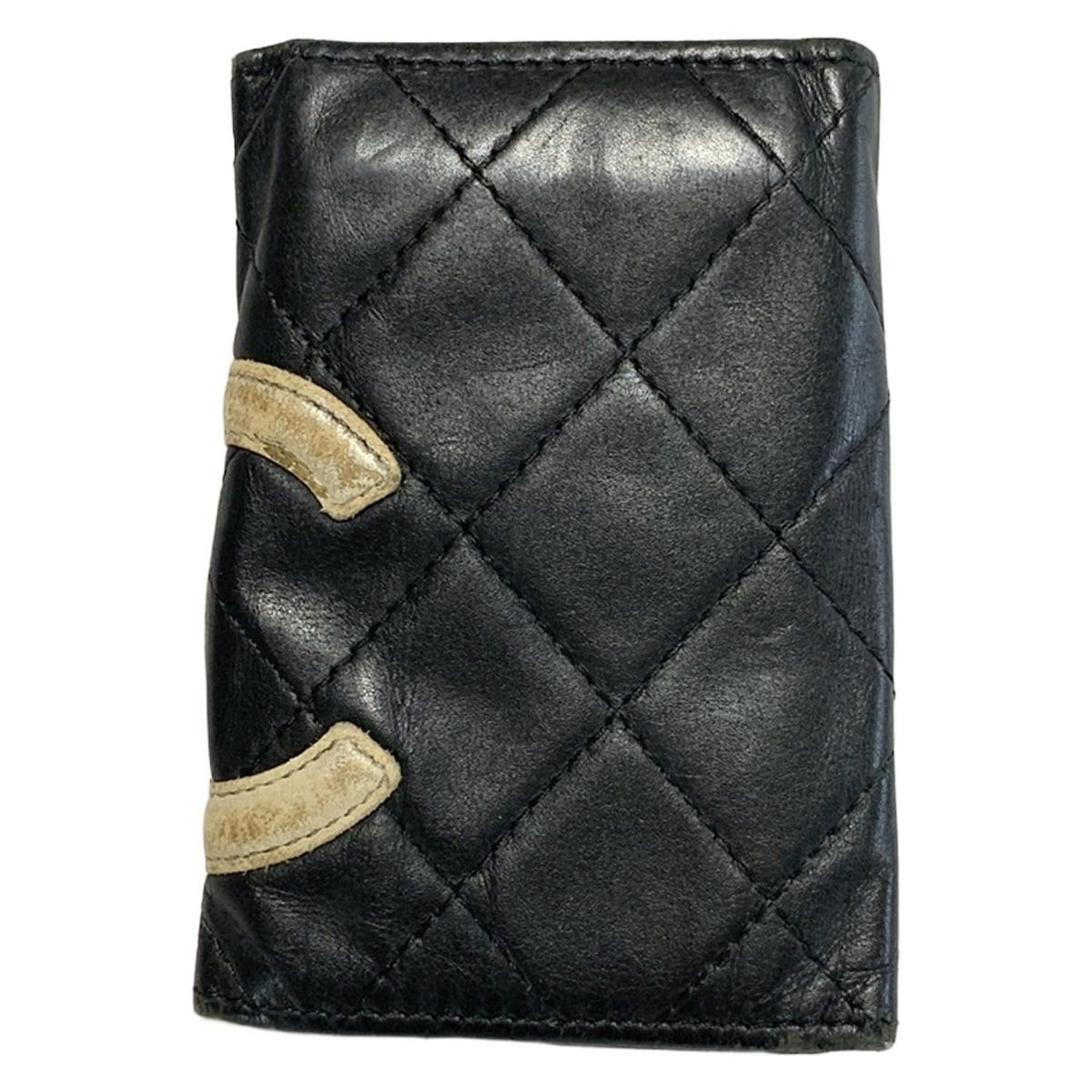 CHANEL(シャネル) キーケース カンボンライン 黒×ピンク