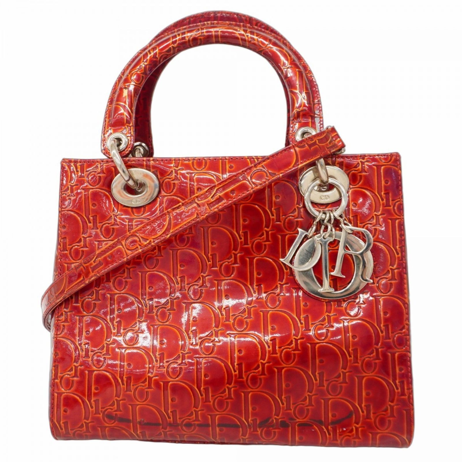 【美品】クリスチャンディオールスポーツ　ハンドバッグ　ナイロン　レッド クリスチャン・ディオール(Christian Dior) クリスチャン