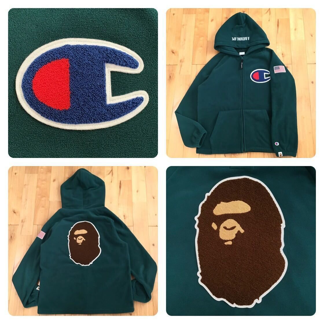 CHAMPION × BAPE フリース ジップ パーカー Mサイズ a bathing ape zip