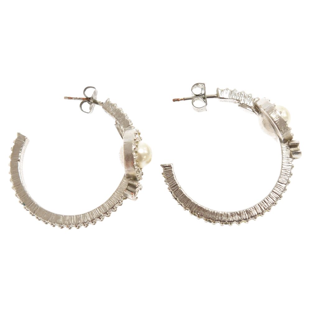 CHANEL (シャネル) ココマーク ラインストーン パール フープ ピアス