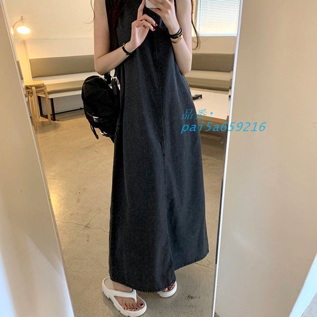 ワンピース ロング ノースリーブ ワンピース デニム ワンピース 春 マキシ丈 レディース 体型カバー ワンピース ゆったり 夏 ワンピース カジュアル pai5a659216