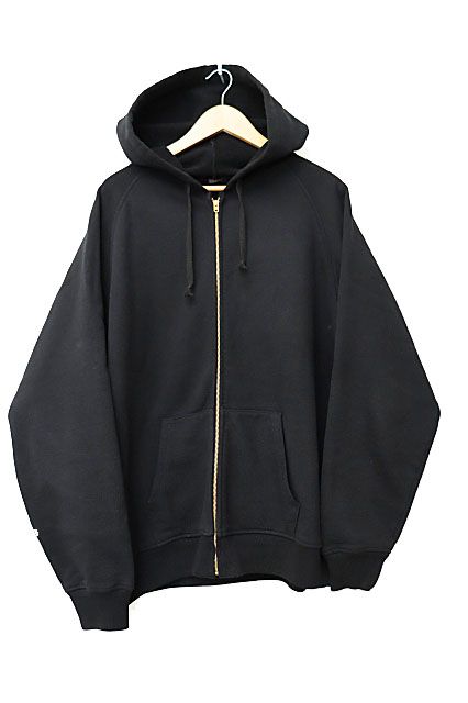 コモリ COMOLI コットン裏毛 ジップ パーカ A03-05001 3 黒