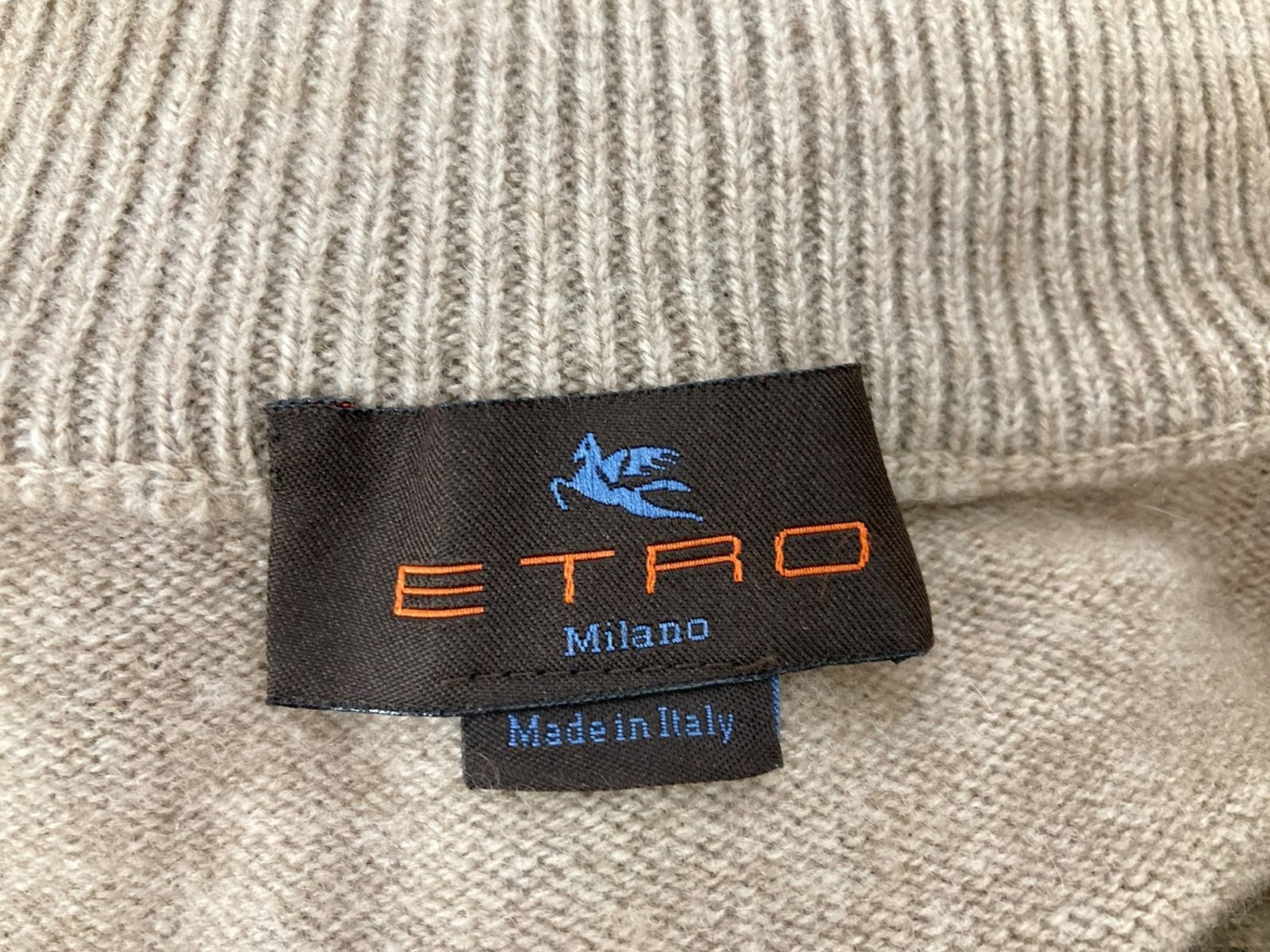 ETRO (エトロ) カシミア100％ ハイネック ハーフジップ ニット プル
