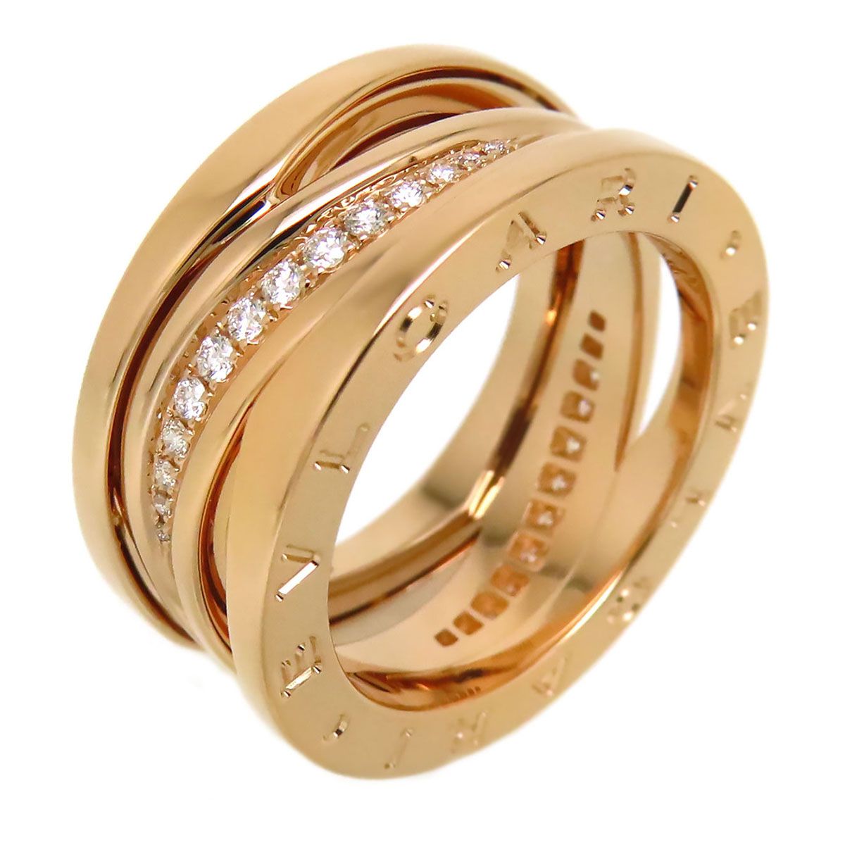 ブルガリ ビーゼロワン デザイン レジェンド ダイヤモンド リング 53 Au750 K18PG レディース BVLGARI ジュエリー