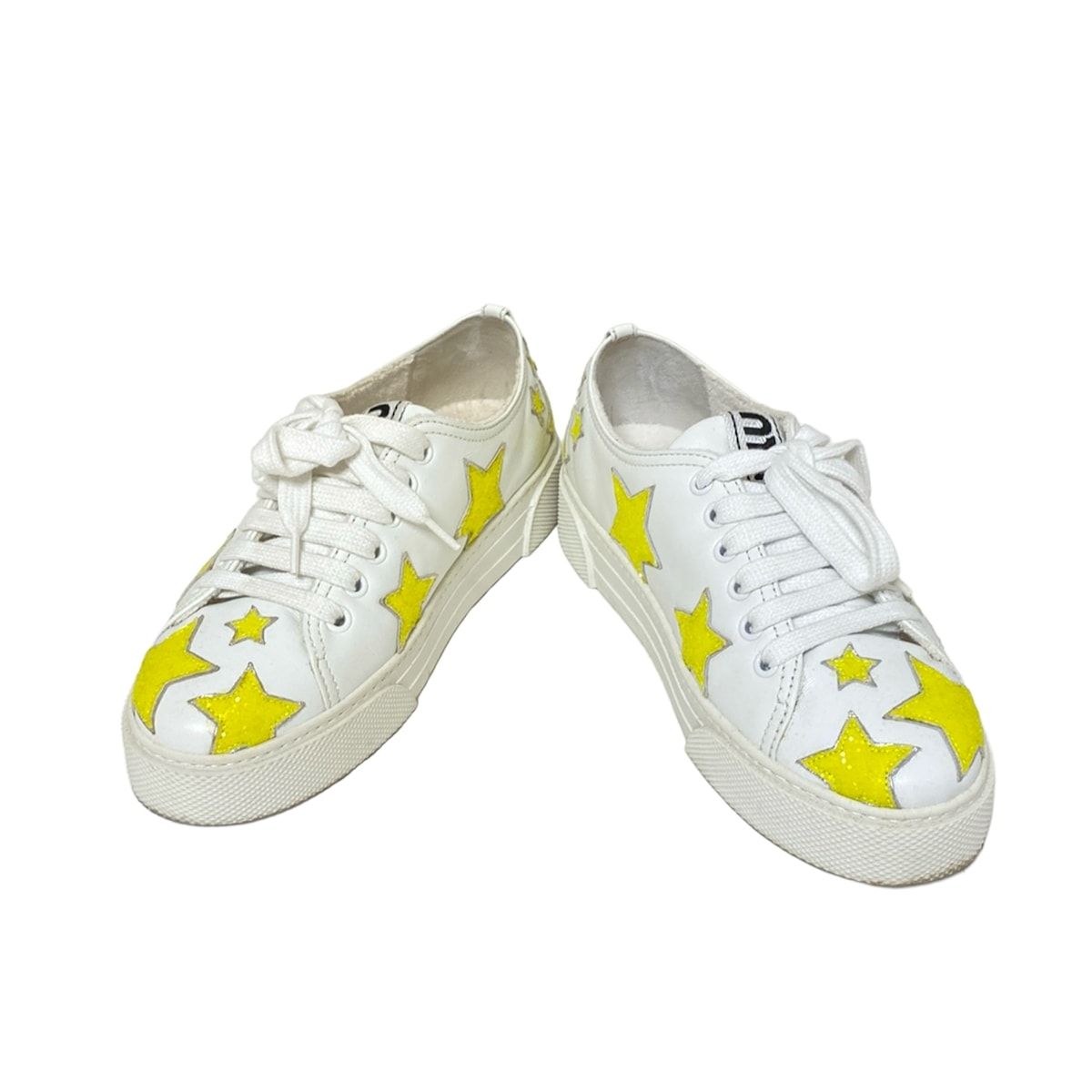 miumiu(ミュウミュウ) スニーカー 37 レディース - 白×イエロー