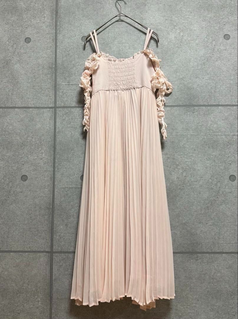 ロゼミューズ Rosé Muse フリルプリーツエアリーキャミワンピース 極美品 Rosemuse fril pleats airy cami o/p pink ロセミューズ フリル