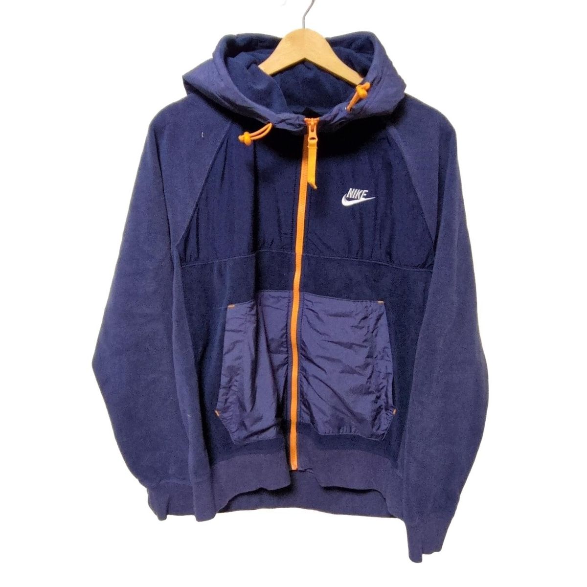 NIKE ナイキ ブルゾン サイズM メンズ - ネイビー×ブルーグレー×オレンジ 長袖 秋 冬