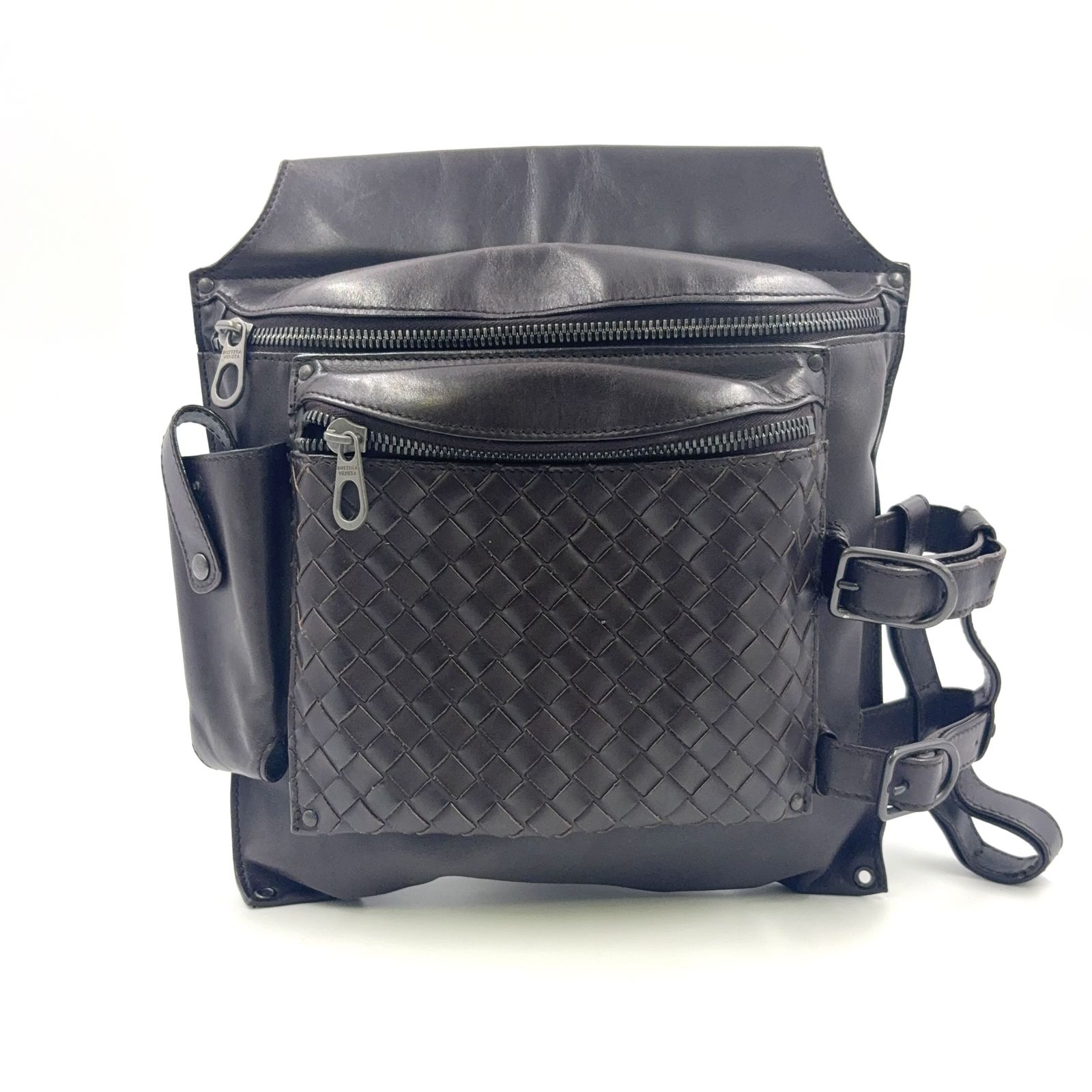 BOTTEGA VENETA イントレチャート レザー ブラウン ボディバッグ 121604V46512040