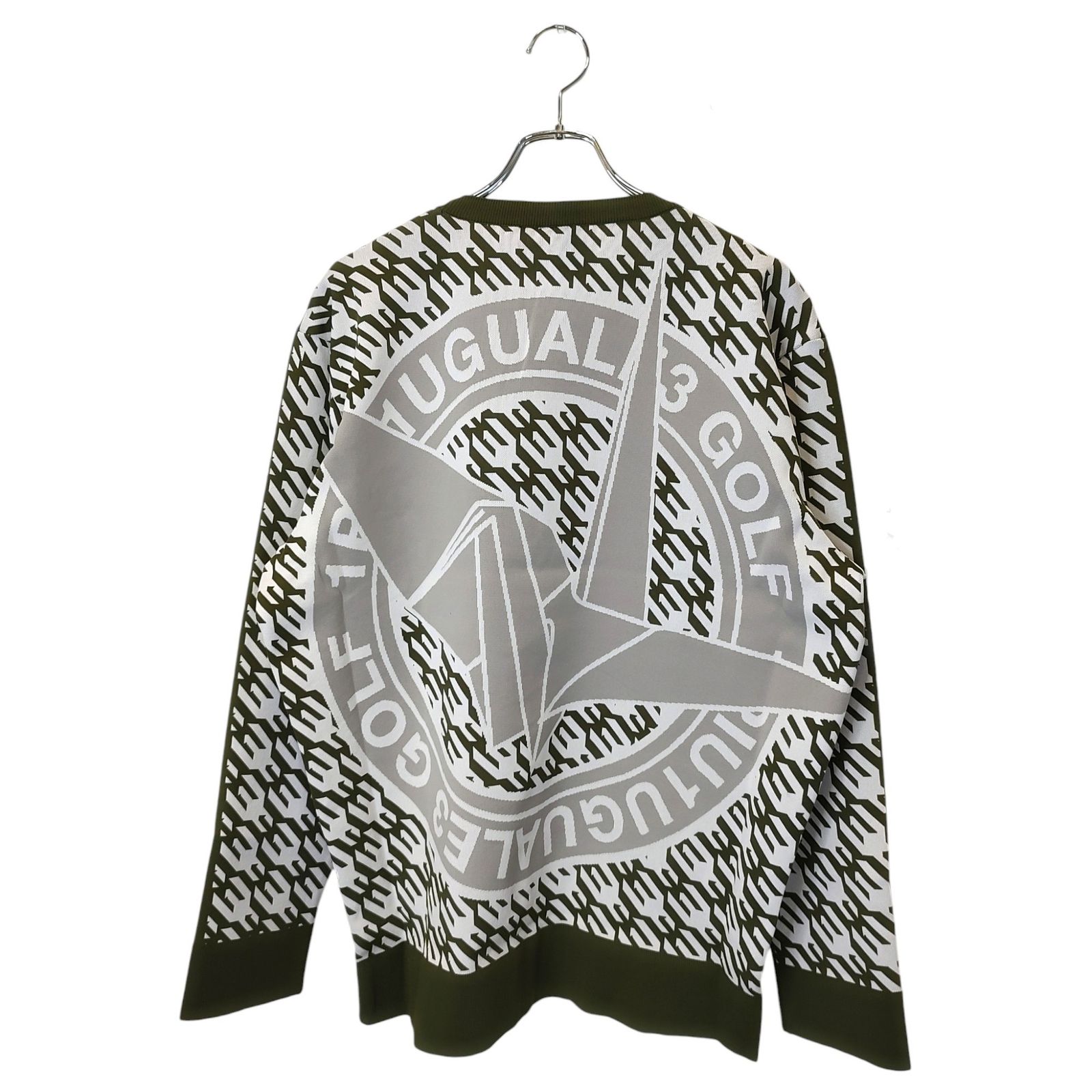1PIU1UGUALE3 GOLF ウノピゥウノウグァーレトレ ゴルフ 113 GOLF COMBINATION CREW ニット セーター GRK079 POE533 6 XL カーキ メンズ