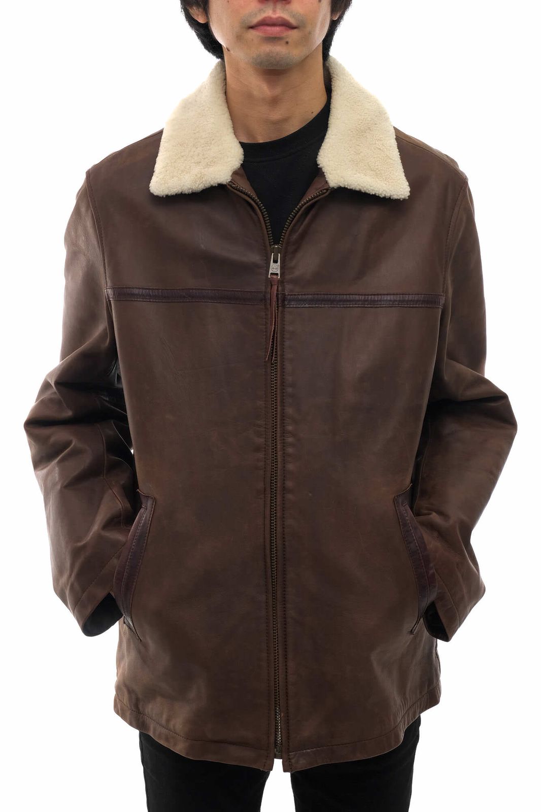 ティンバーランド／Timberland フライトジャケット JKT アウター ミリタリー メンズ 男性 男性用レザー 革 本革 ダークブラウン 茶 ブラウン  G-1 ミリタリー ボア