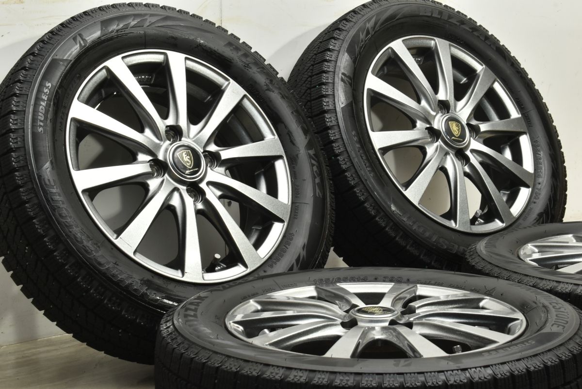 程度良好品 ユーロスピード 14in 4.5J 43 PCD100 ブリヂストン ブリザック VRX2 165 65R14 ソリオ ワゴンR スペーシア タント ムーブ