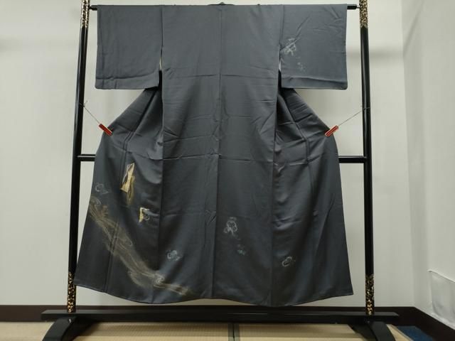 平和屋着物○訪問着 飛鶴短冊草花文 暈し染め 金彩 大丸扱い 正絹 逸品