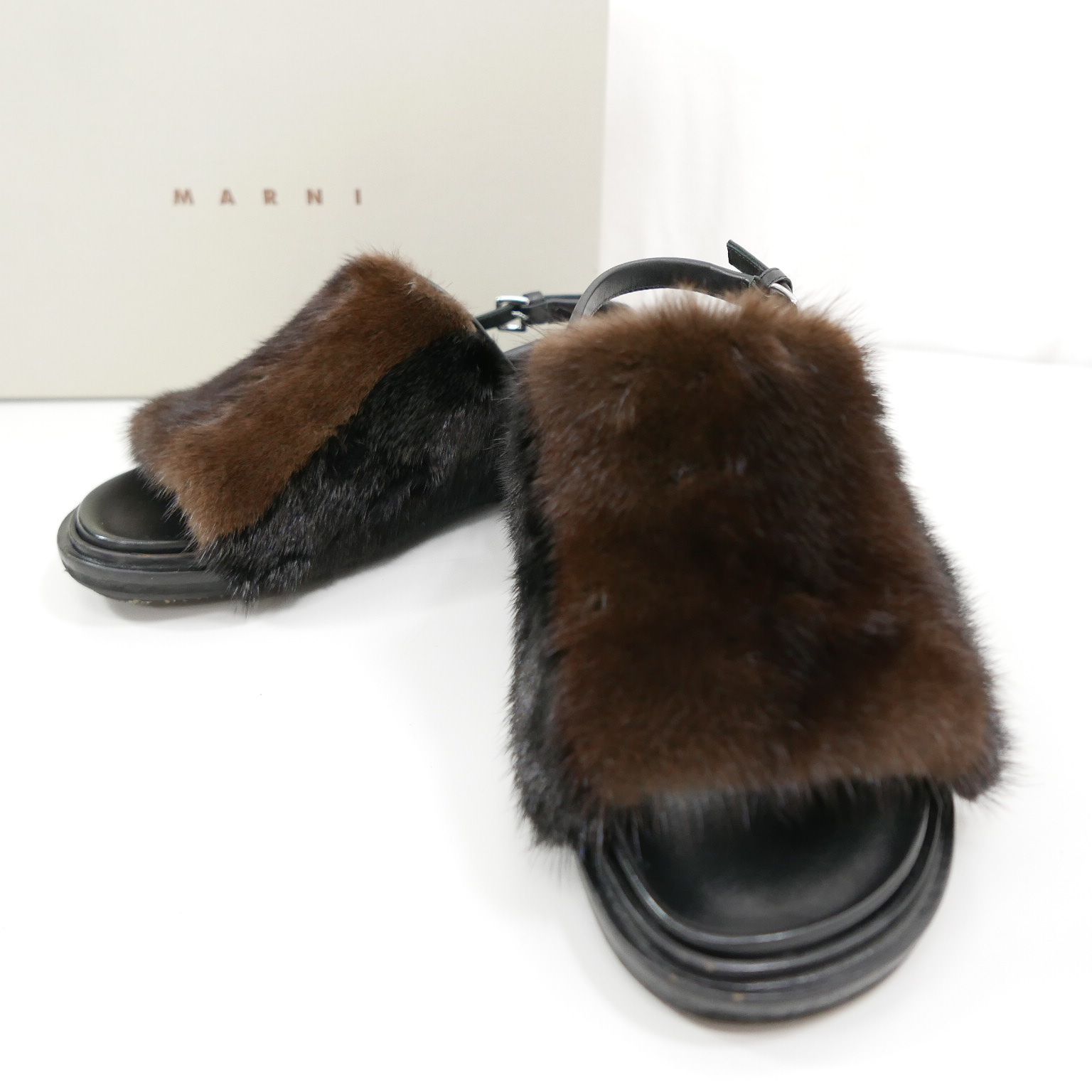 MARNI マルニ MINK FUR FUSBETT SANDAL ミンク ファー付き レザー