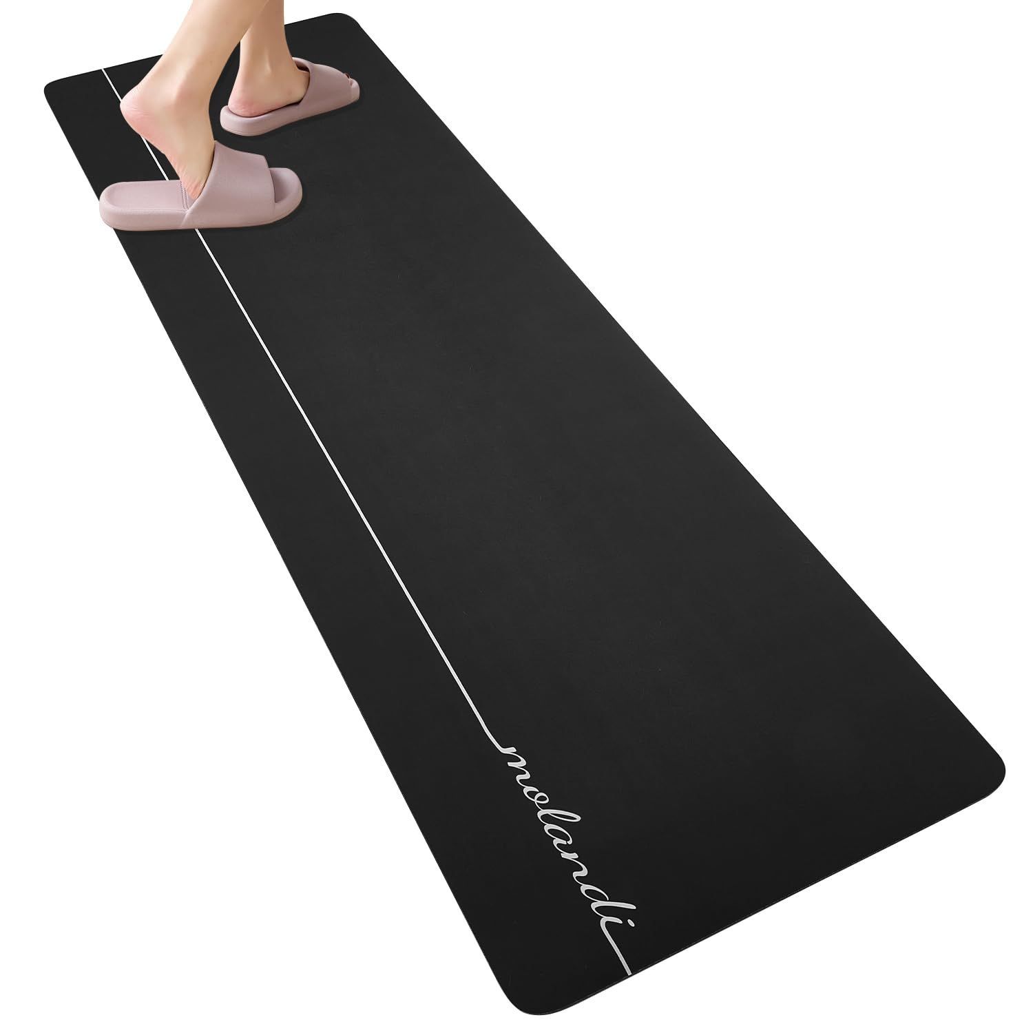 フロアマット 洗える 台所マット 丸洗い クッション性 拭ける 滑り止め加工 ずれない 240 転倒防止 お手入れ簡単 キッチンマット 44x240cm ブラック