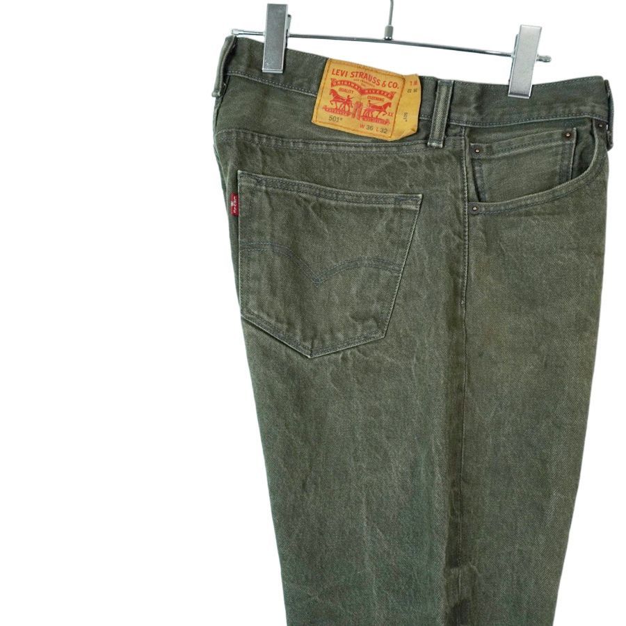 Levi'sリーバイス501カラーデニムパンツケミカルウォッシュ緑グリーン赤タブボタンフライwhite Oakホワイトオークvintageヴィンテージ40117