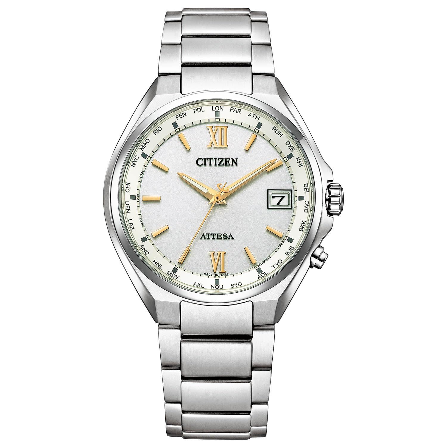 [CITIZEN] 腕時計 アテッサ 電波ソーラー 防水 ビジネス ホワイト CB1120-50C メンズ シルバー