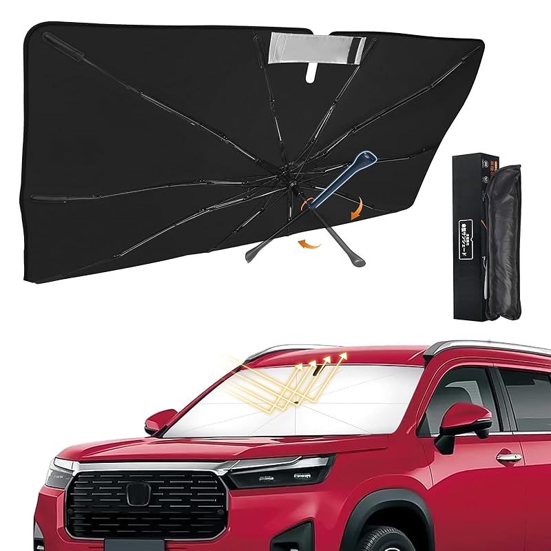新型 WR-V 傘型 サンシェード 専用 WRV DG5型 車用サンシェード 車種専用設計 UVカット 紫外線対策 フロントガラス用 サンシェード 日よけ 遮光 遮熱 車中泊 仮眠 360&deg;回転可能 傘型 シェード 10本骨 ガラス繊維 傘柄が曲がる パラ 1