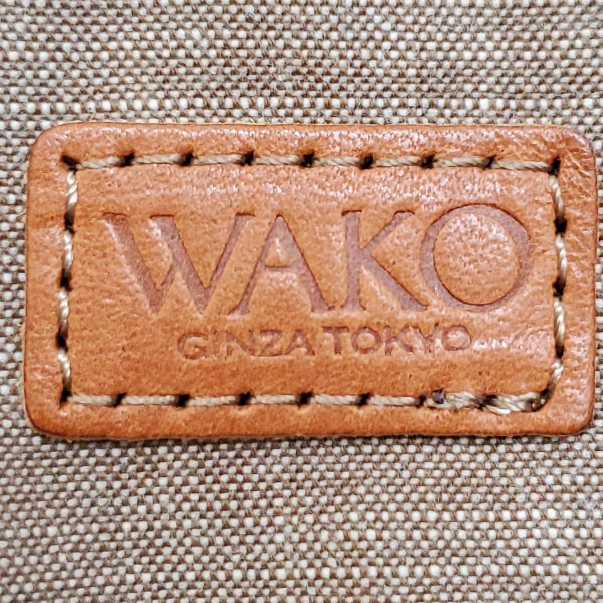 WAKO(ワコー) トートバッグ - ブラウン×ベージュ コットン、レザー