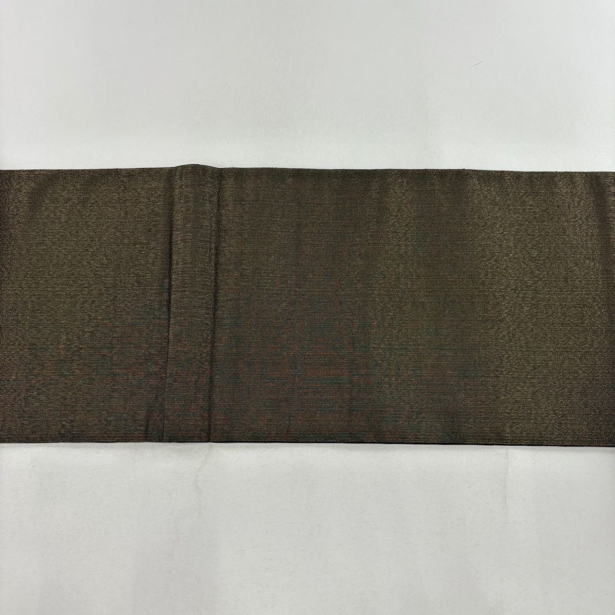 美品　袋帯　正絹　お太鼓柄　金糸　うぐいす　ベージュ　茶　組紐織　縦縞 袋帯 美品 秀品 草花 金糸 螺鈿 金色 お太鼓柄 正絹 【中古