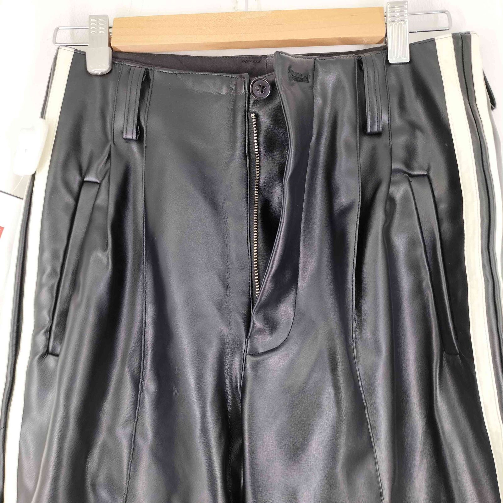 LiNoH リノー ウールギャバジンワイドバギーパンツ ブラック