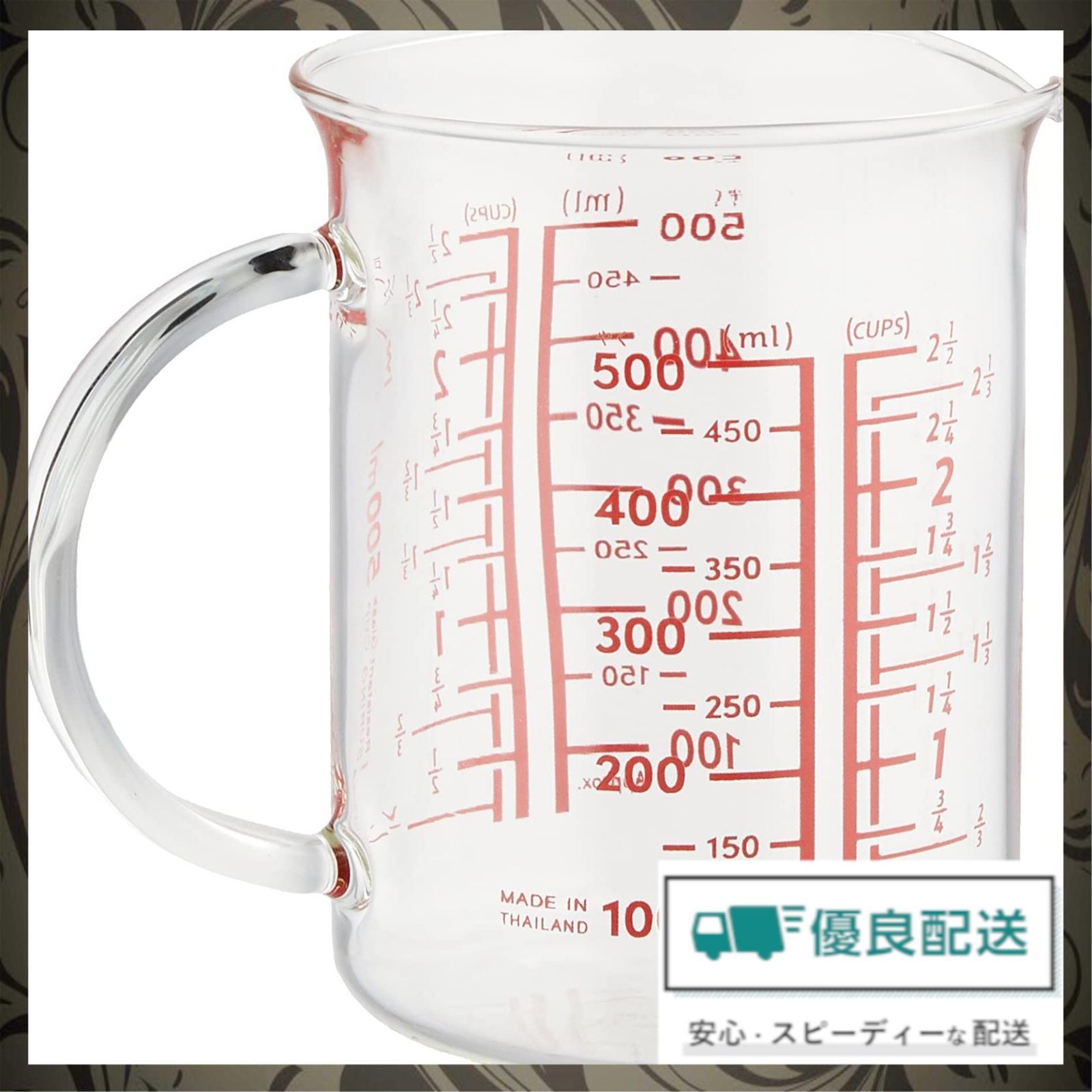 人気商品】耐熱ガラス 計量カップ メジャーカップ iwaki(イワキ) 500ml 把手付き BTMC500T-R - メルカリ
