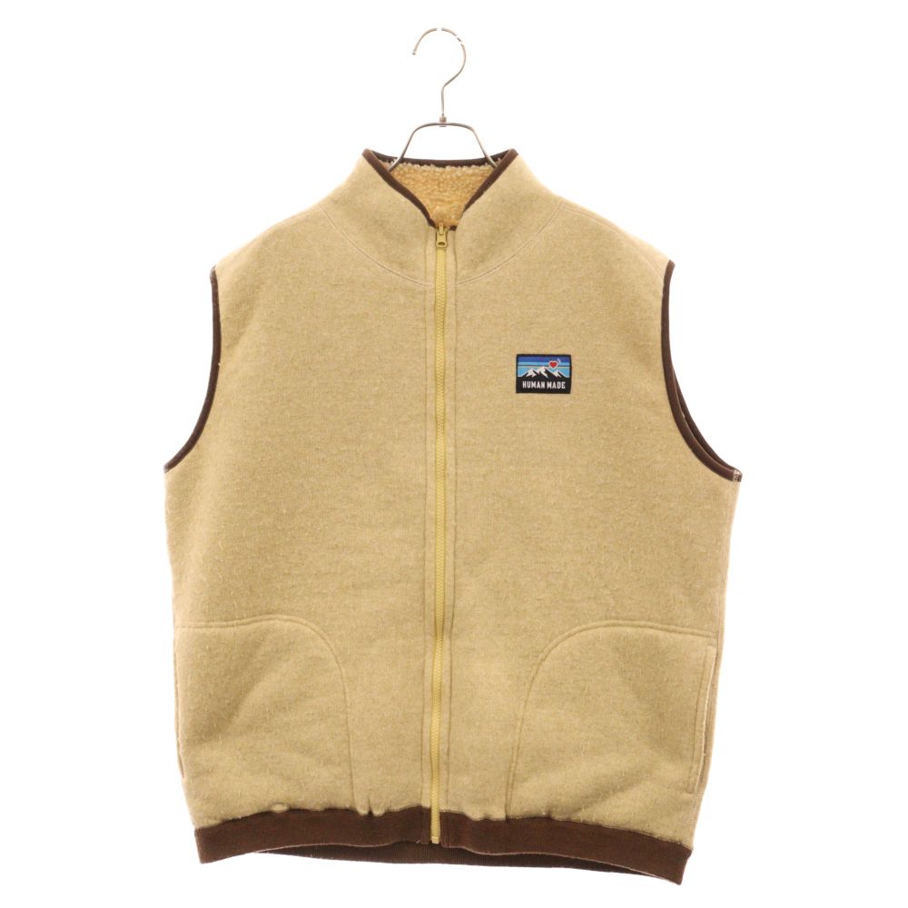 HUMAN MADE フリースベスト ベージュ HUMAN MADE (ヒューマンメイド) バックロゴ 裏地ボア フリース