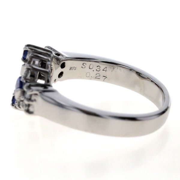 K18WG ホワイトゴールド リング サファイア 0.34ct ダイヤモンド
