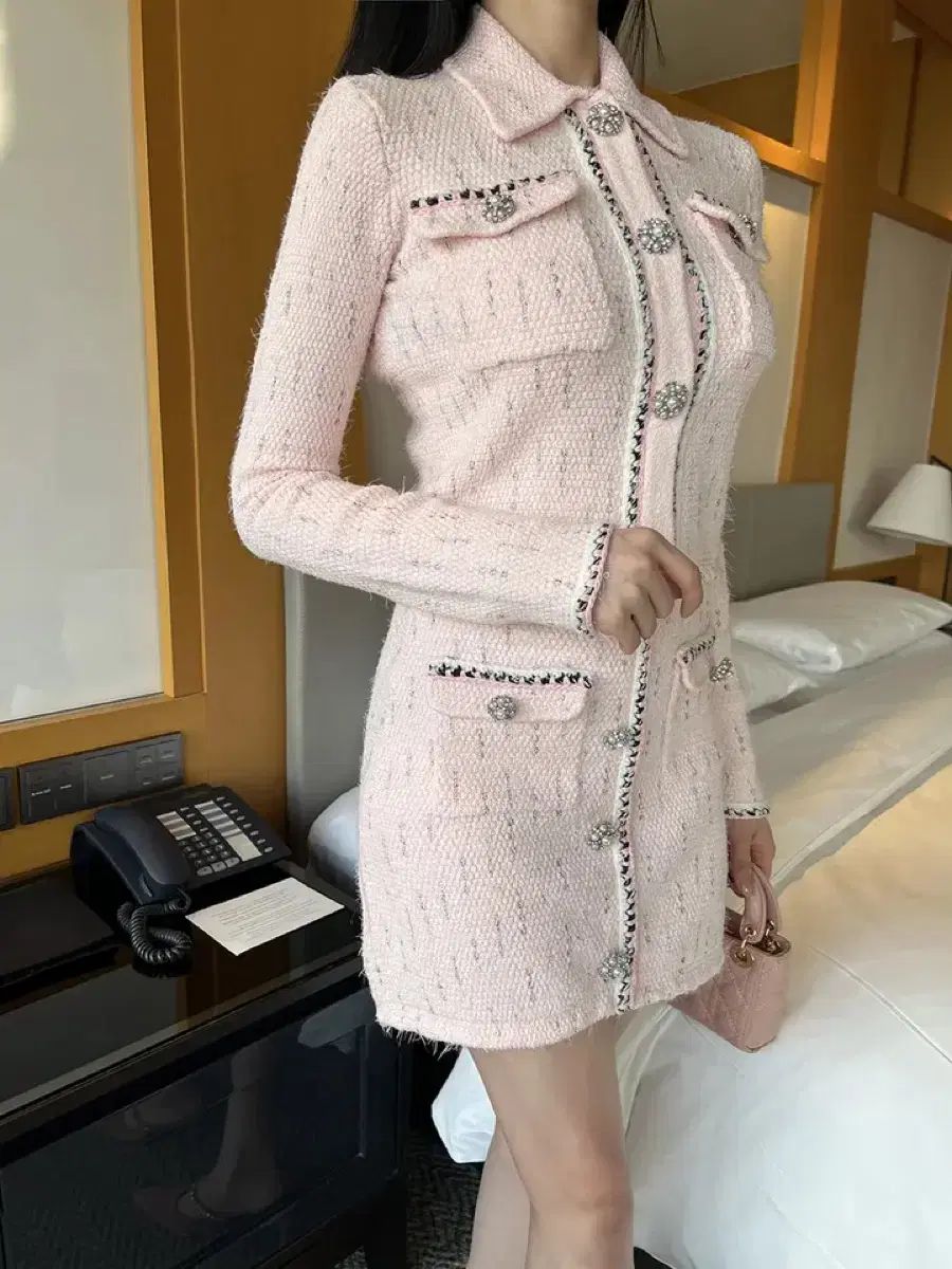 ベビーピンク セットアップ カラ セットアップ ニットカーディガン スカート セット ワイ