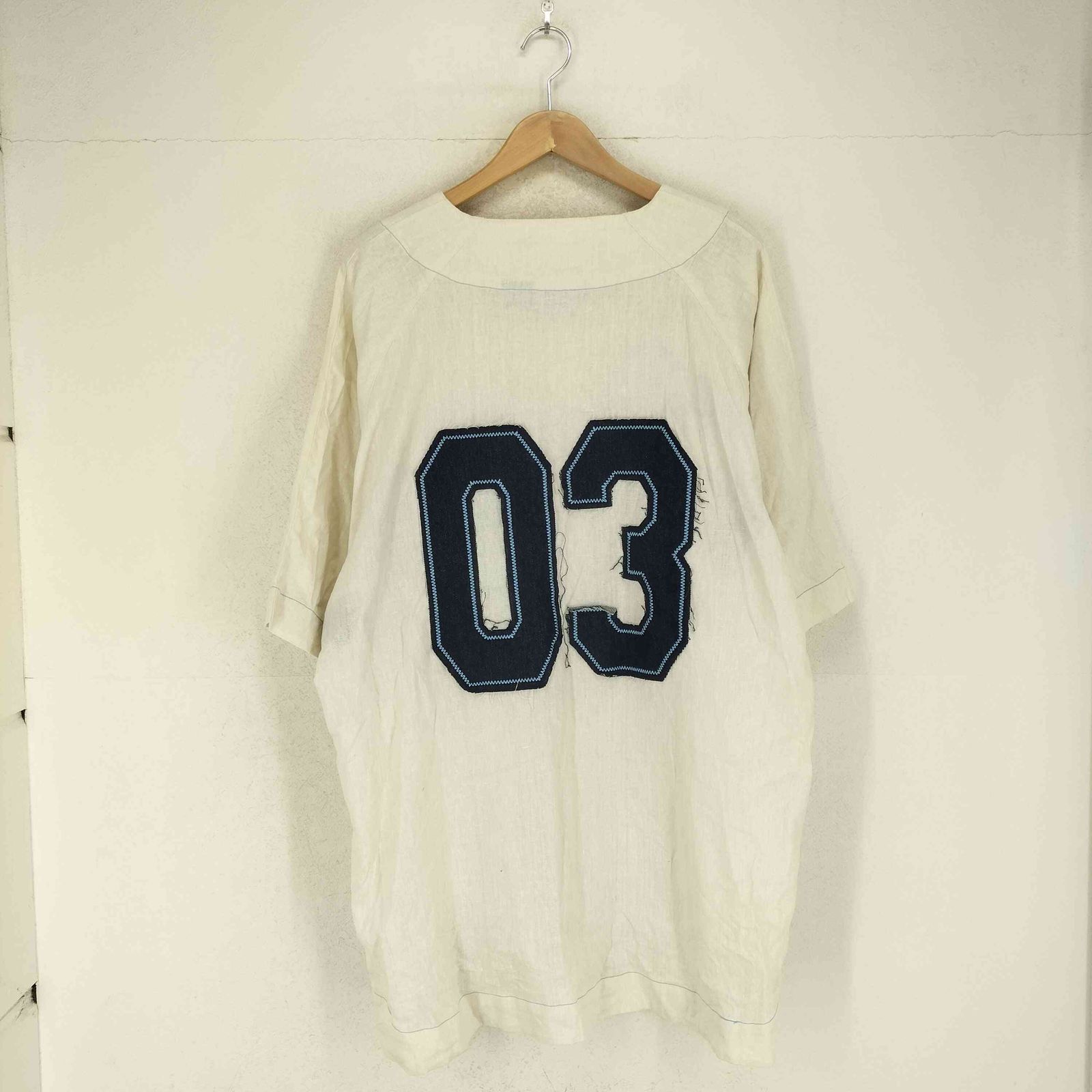 USED古着(ユーズドフルギ) {{HARLEMSTREETLEAGUE}} リネン100 ベースボールシャツ メンズ  2XL【中古】【ブランド古着バズストア】 ユーズドフルギ USED古着 {{HARLEMSTREETLEAGUE}} リネン100 ベース