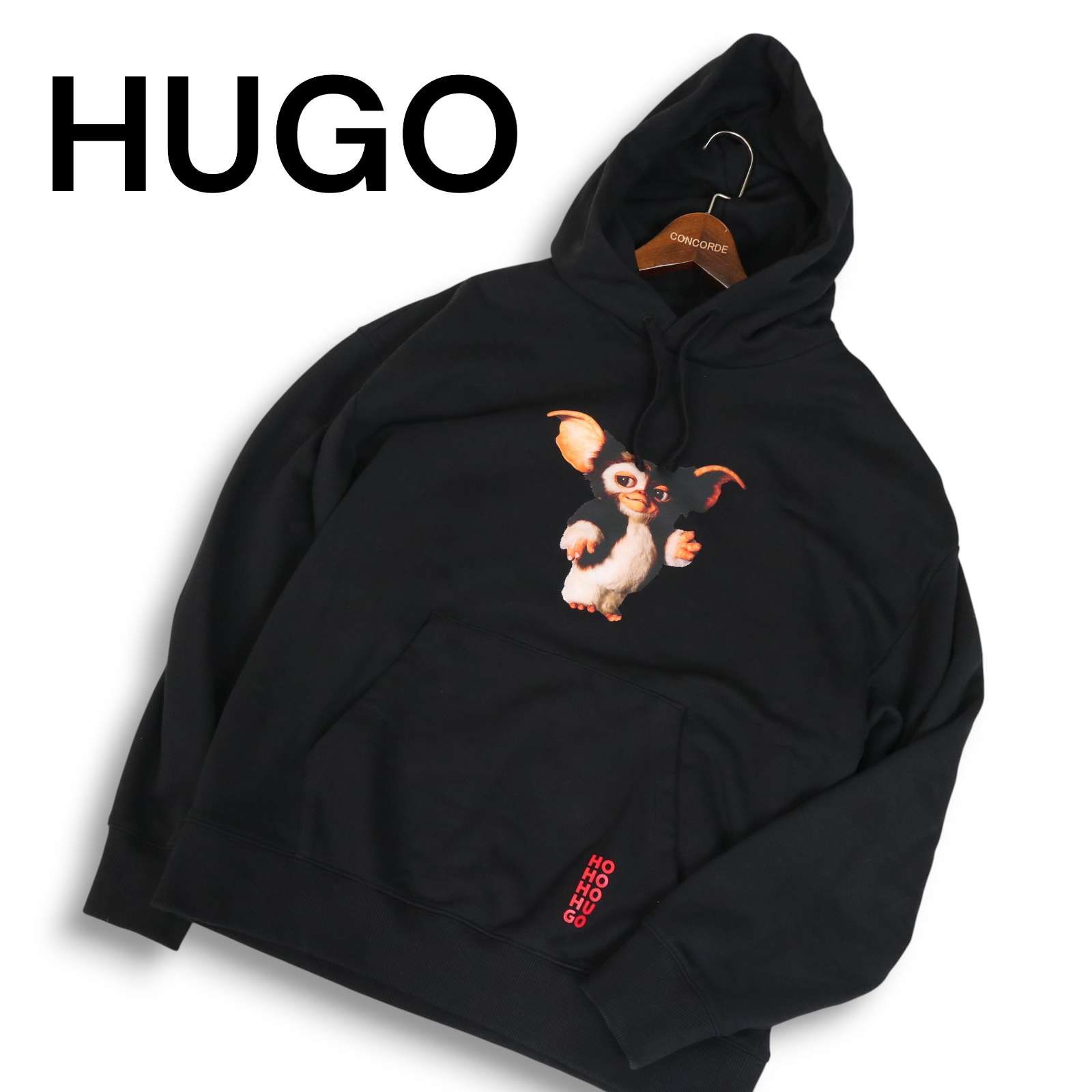 23AW★ HUGO ヒューゴ HUGO BOSS ヒューゴボス×グレムリン★ スペシャルアートワーク スウェット パーカー Sz.S　メンズ 黒 23AW☆ HUGO ヒューゴ HUGO BOSS ヒューゴボス×グレムリン