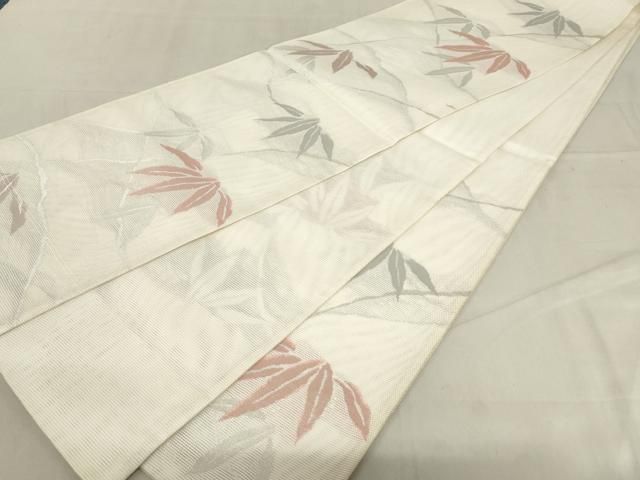 平和屋着物＊夏物　全通柄袋帯　紗献上　黒地　DABD6944cm 平和屋着物＊夏物 六通柄袋帯 エ霞芝草花文 黒地 銀糸 正絹 逸品
