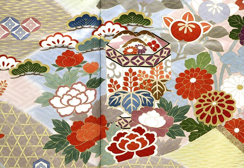 本金 手刺繍振袖四季花王朝桃山上品ボカシ染