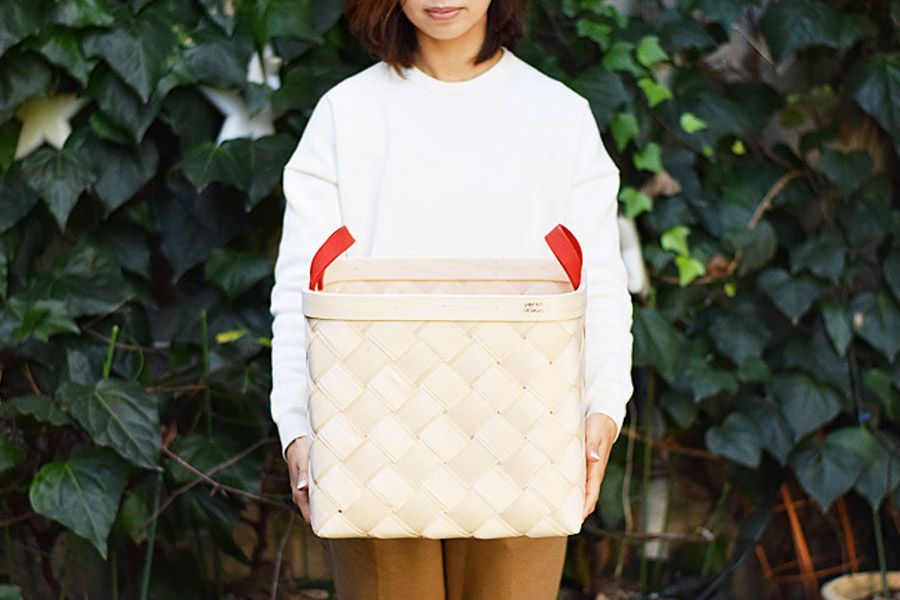 在庫限り 再入荷なし 白樺のバスケット Lサイズ レザーハンドル|36xWB3