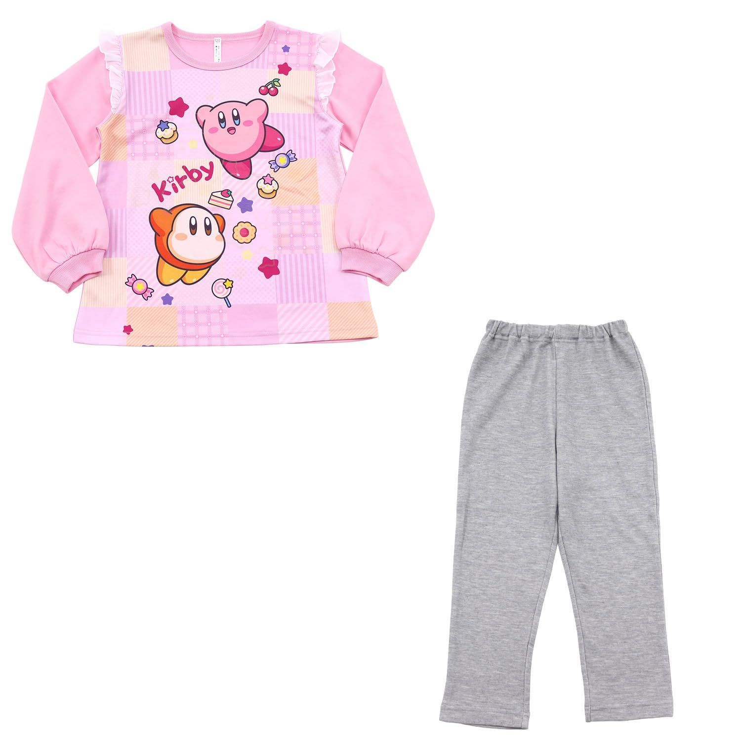 Size:140_Color:ピンク [] 星のカービィ 女児 光るダンボールニットパジャマ 571
