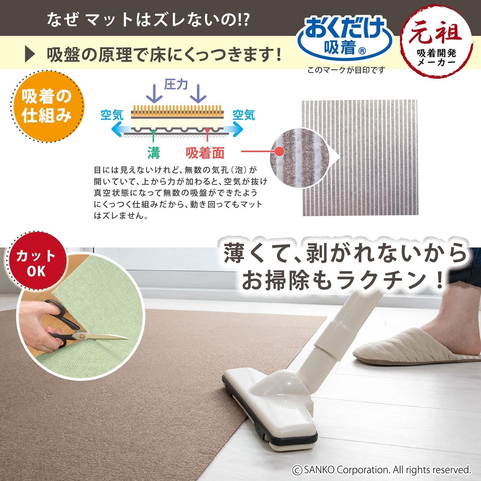 日本製 撥水 消臭 洗えるサンコー ずれない タイルカーペット 25×25cm