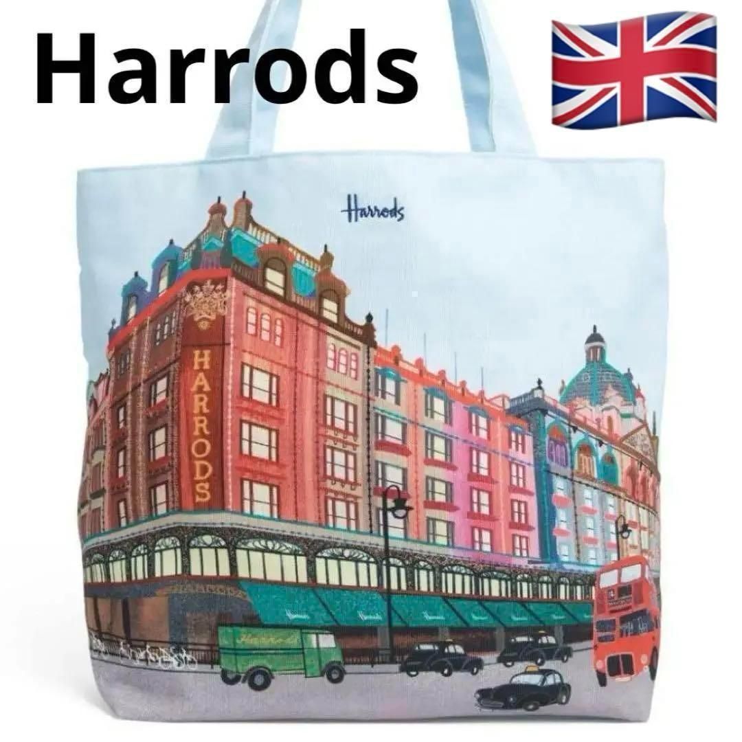 新品 海外限定ハロッズ 建物外観 トートバッグ キャンバス L