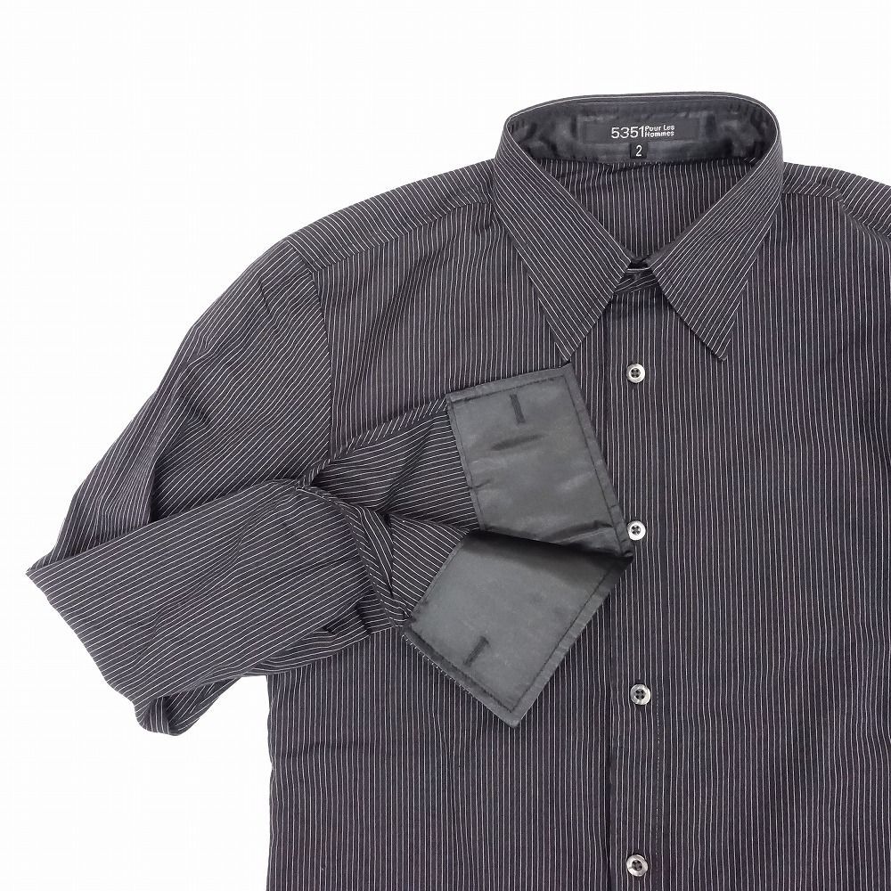 5351プールオム　長袖シャツ　Mサイズ　　ブラック シャツ フィブリルワッシャー 長袖シャツ メンズ