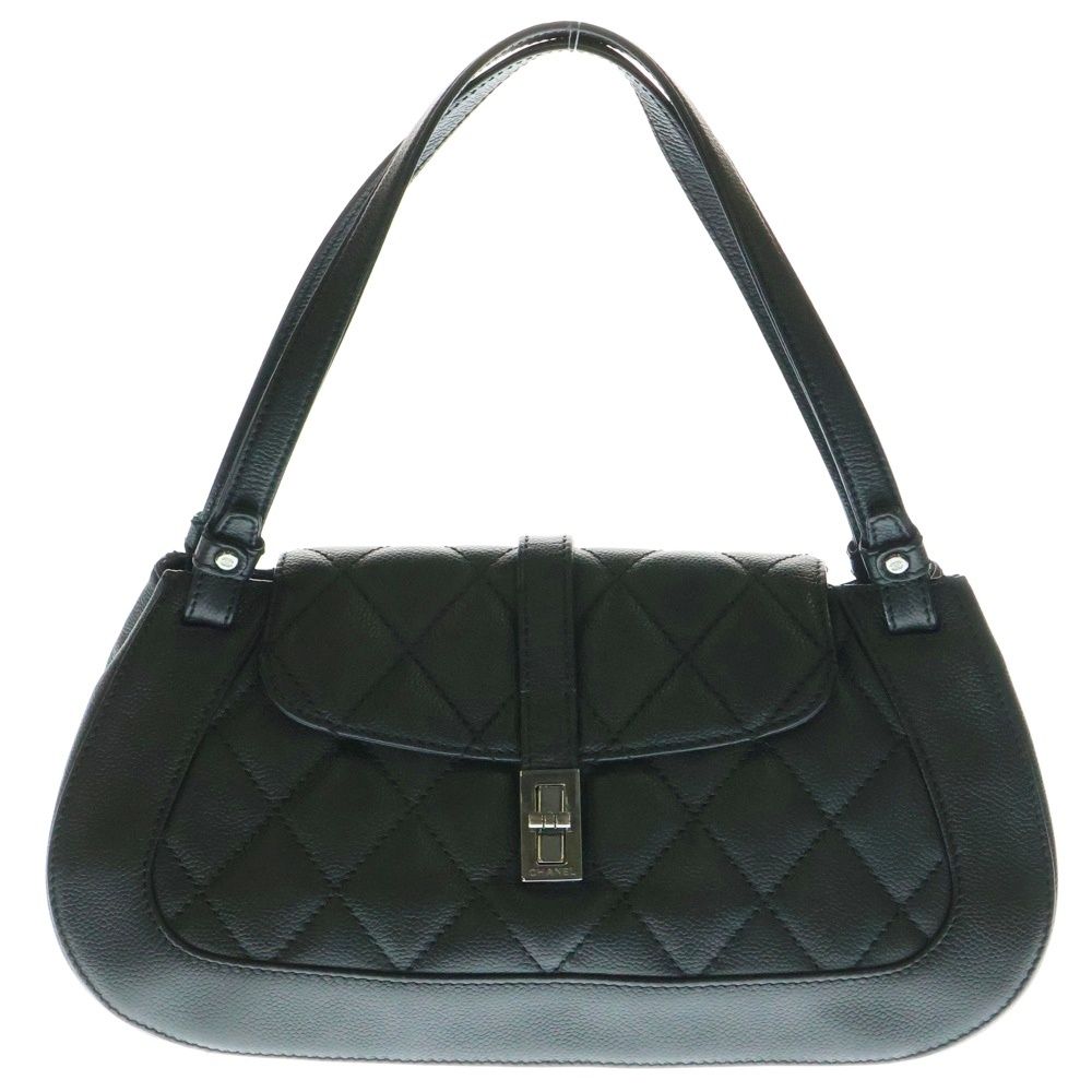 CHANEL シャネル マトラッセ 2.55 ハンドバッグ トートバッグ キャビアスキン ブラック シルバー金具