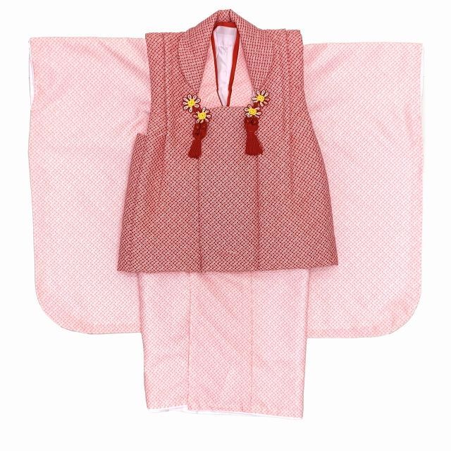 七五三 着物 購入 3歳 女の子用 5点セット「赤xピンク」AHFGsetRP