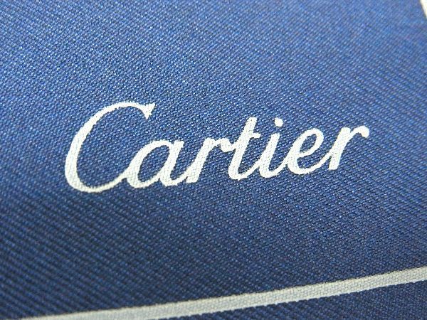 ■新品■未使用■ Cartier カルティエ パンテール シルク100% スカーフ ハンカチーフ レディース ネイビー系 AM6429