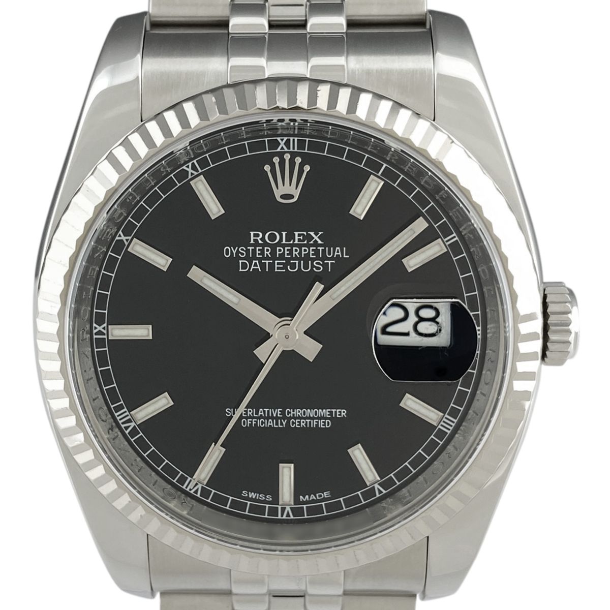 ロレックス ROLEX デイトジャスト 116234 腕時計 SS WG 自動巻き ブラック メンズ 【中古】
