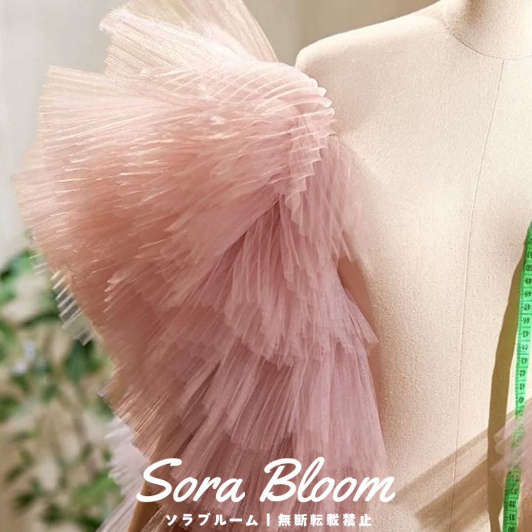 フリルスリーブのゴージャスなロングショール ピンクベージュ 新品・未使用】フリルスリーブのゴージャスなロングショール