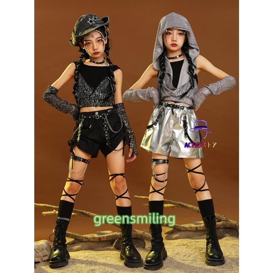 キッズ へそ出し トップス ダンス衣装 女の子 セットアップ